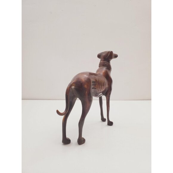 Vintage Bronze Cast Metal Greyhound Sculpture - GREYHOUND bronze elegant dog - Picture 6 of 10